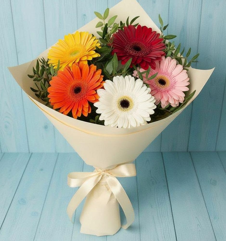 Букет цветов из: Герберы в Русском