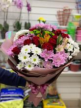 Букет цветов из:  Розы, Хризантемы и Альстромерии #REPLACE_PRED# Русском