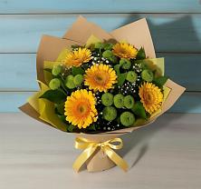 Букет цветов из:  Герберы и Хризантемы #REPLACE_PRED# Русском