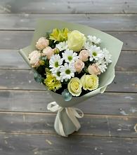 Букет цветов из:  Альстромерии, Розы и Хризантемы в Русском
