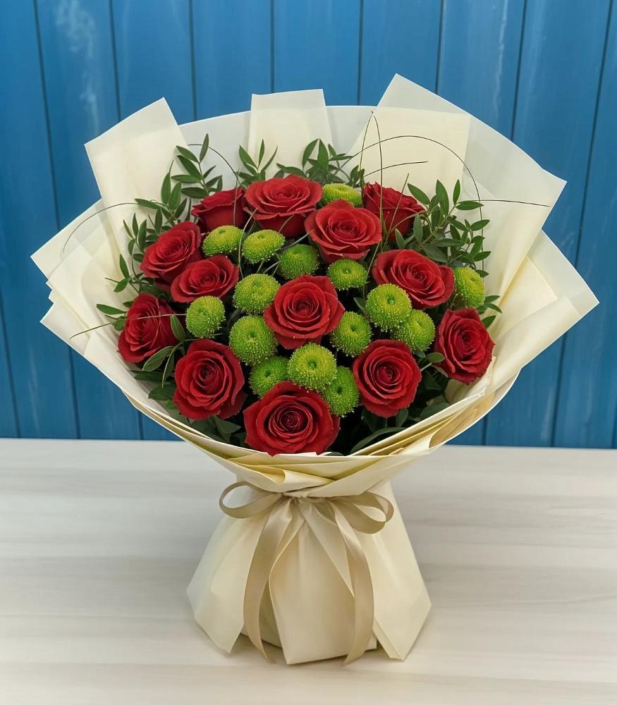 Букет цветов из: Розы и Хризантемы в Русском