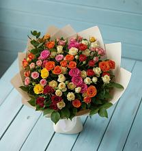 Букет Микс из разноцветных кустовых роз #REPLACE_PRED# Русском
